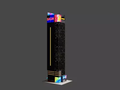 Cyberpunk Building  Low-poly 3D model