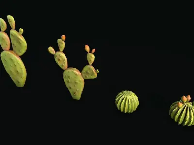 Stylized cactus large low poly Low-poly 3D model Low-poly 3D model