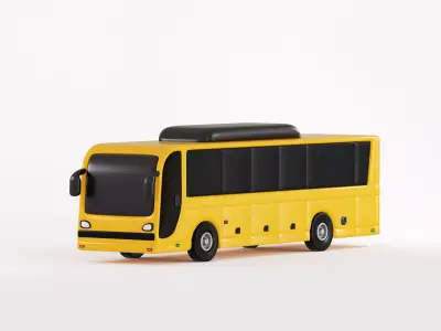 Cartoon Bus  Low-poly 3D model