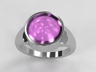 Bezel Set Cabochon Ring Luxury Gold Silver Jewelry 3D print model