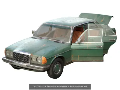Set of 5 sedan cars with interior and color variants az9 3D Model Pack
