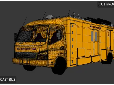 Out Broadcasting Bus Low-poly 3D model