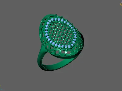 Women Ring With Stone Diamond Ready STL 3DM Models Womens Rings 3D print model 5
