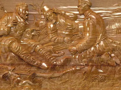 Hunters at Rest relief 3d model for cnc 3dprint  3D model