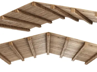 Gable Wooden Ceiling V2  3D model