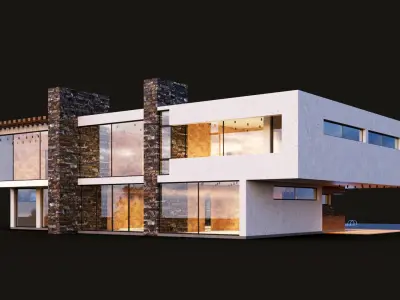 Modern villa with pool  3D model