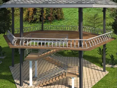 GAZEBO in middle of park 3D model