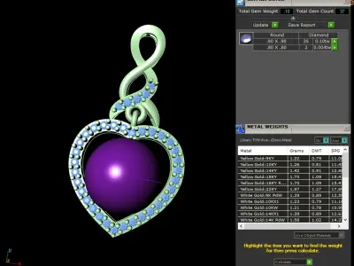 light weight yellow gold  diamond pendent -DOC-P8069 3D print model