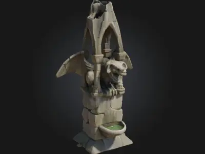 Gargoyle Fountain  Gothic Elegance with a Mystical Touch 3D model