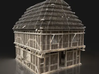 Next Gen AAA THATCHED FANTASY MEDIEVAL WOODEN GRANARY SILO HOUSE Free low-poly 3D model