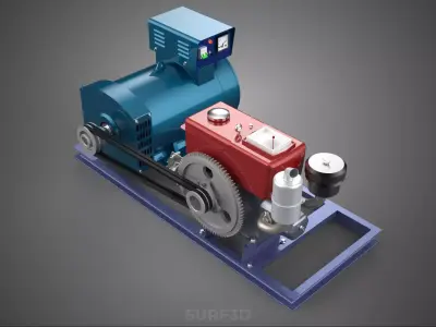 ENGINE DIESEL POWER GENERATOR SET GENSET ALTERNATOR DYNAMO MOTOR 3D model