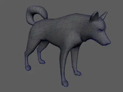 Husky animated sequences Low-poly 3D model