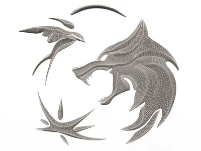 Bas-relief of wolves Low-poly 3D model