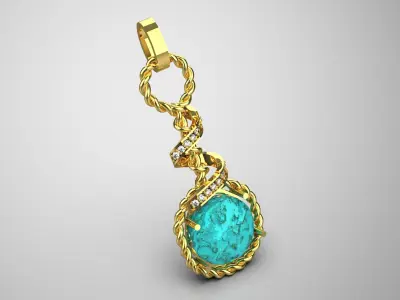 Special women pendant turquoise and diamond model jp0226 3D print model