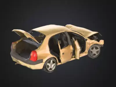 Rusty Junk Car Low-poly 3D model