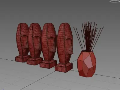 vase106 four different statues and vase 3D model