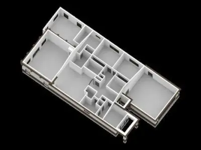 Residential 4 bed 3 bath 2 car garage  3D model