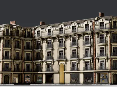 3 Piece Parisian Haussmann Apartment Building 3D model