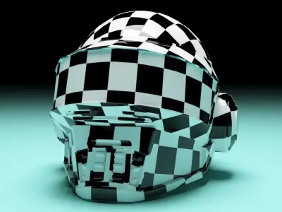 Sci Fi Neon Helmet Low-poly 3D model