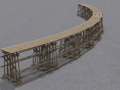 Wooden trestle PBR 4-8K Low-poly 3D model