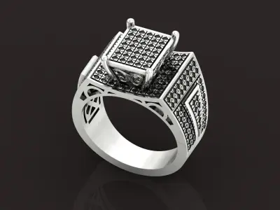 Men Ring Wide Square 1416 3D print model