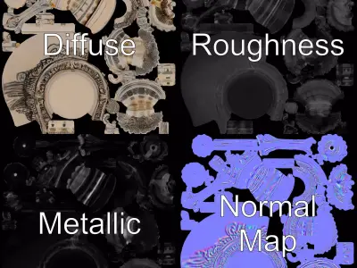 Elegant Silver Candelabra model pack Low-poly 3D model