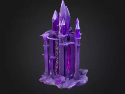 Eldritch Amethyst Crystal Spire Low-poly 3D model