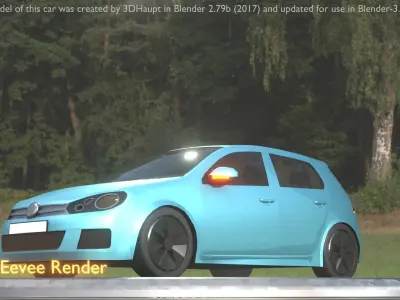 City Car 54 Compact Class Type-C Blue Low-poly 3D model