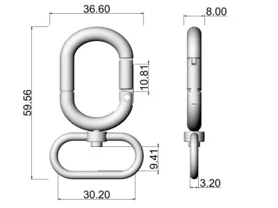 Luxury Metal Bag Hook Premium Purse Carabiner 30mm 3D print model