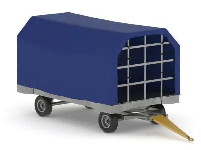 Covered Airport Luggage Trailer 3D model