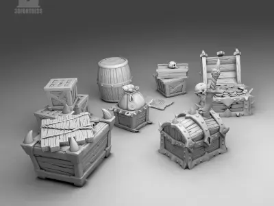 A set of chests 3D print model