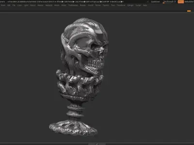 skull candle low poly and high poly 3d print model Low-poly 3D model
