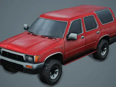 Old SUV Car -Red- - Low Poly Mobile Ready Low-poly 3D model
