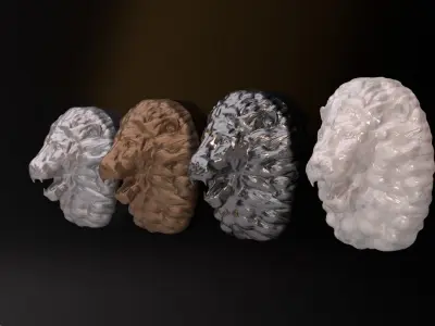 Lion Head sculpt lowpoly 3D model