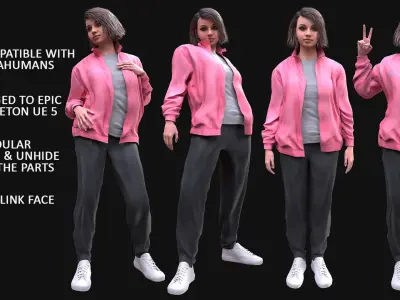 Woman - Sport Outfit 2 - Modular - Rigged Low-poly 3D model