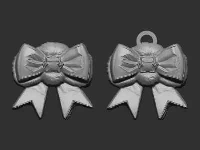 christmas ribbon bow 3  3D print model