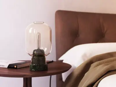 Amp pendant light with glass bottle hanging from it 3D model