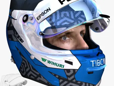 Bottas helmet 2018 Low-poly 3D model