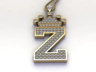 Alphabet V2 Diamond Font Style Pendant Z 3D print model