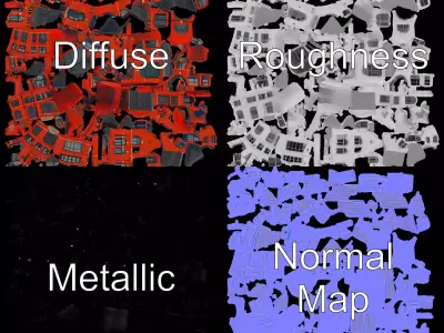 Historic Red Brick Building model pack Low-poly 3D model