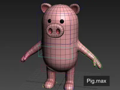 Rigged Pig Character 3D model