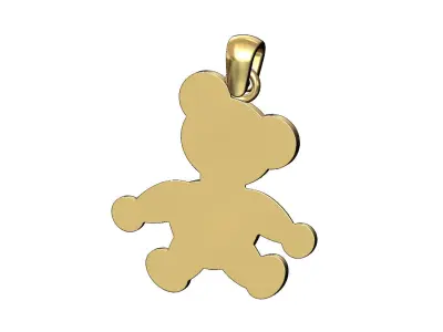Teddy bear pendant with bail 3D print model