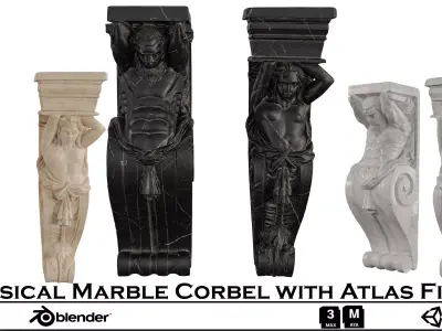 Classical Marble Corbel - Atlas Figure Architectural Set 3D model