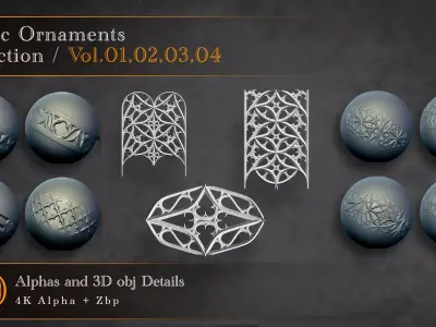 Gothic Ornaments Alpha and Obj Pack 3D Model Collection