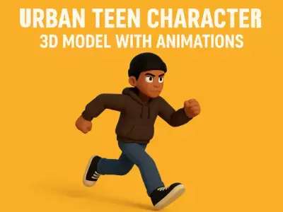 3D Teen Character Rigged with Walk Run Jump Kick Die Animations Free low-poly 3D model
