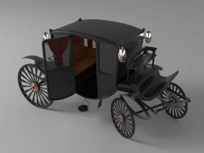 Vintage Luxury Carriage Low-poly 3D model