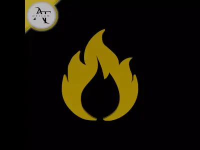 Simple Flame Symbol - 2D Art Free 3D print model 34