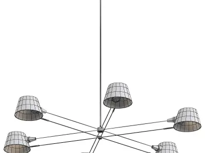 spread modern chandelier with six lights 3D model