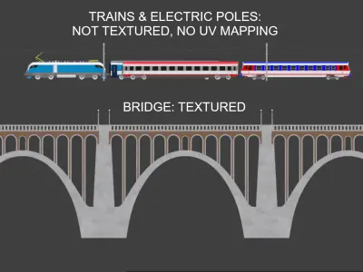 Vectrain and diesel train on viaduct 3D model