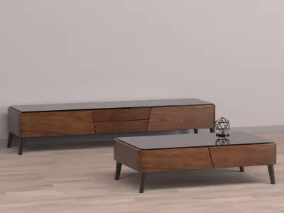 Living Room Table Set 3D model